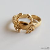 ステンレス カニリング 蟹 ゴールドリング 個性的 ゴールド 18K GP フリーサイズ レディース 女性 指輪 金属アレルギー対応