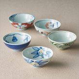 波佐見焼 染錦春秋絵変わり 新茶漬5客揃（手描） 007-306M  内祝 内祝い お祝 御祝 記念品 出産内祝い プレゼント 快気祝い 粗供養 引出物