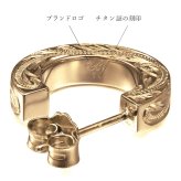 金属アレルギー フープピアス ハワイアンジュエリー 純チタン ゴールドカラー 誕生石 フープピアス Mサイズ 片耳購入可能 キャッチ シンプル 片耳 20G(ゲージ) BY THE TIEA バイザシー メンズ レディース 誕生日 プレゼント 【品番：TIE108-Y】