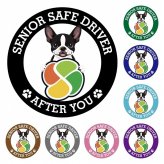 カーサイン 高齢者マーク SENIOR SAFE DRIVER ボストンテリア ステッカー シール 直径13cm 肉球 日本製 車