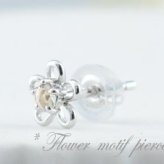 ピアス 18金 レディース ブルームーン 花 ホワイトゴールドk18 フラワー カラーストーン 花ピアス 6月誕生石 スタッドピアス クリスマス