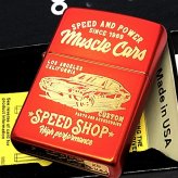 ZIPPO 車 クラシック ジッポ ライター マット加工 かっこいい レッド＆ ゴールド MUSCLE CAR アメリカン ビンテージ 彫刻 おしゃれ 艶消し 赤金 ギフト メンズ プレゼント
