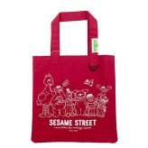 セサミストリート ミニフラットトートバッグ レッド ランチ