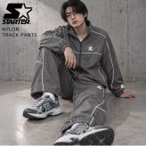 STARTER スターター トラックパンツ メンズ レディース sbm-6254 ナイロン タスラン メッシュ裏地 パイピング 切替 イージーパンツ ロゴ 刺繍 ドローコード シャカパン ルーズ ストリート ヒップホップ ダンス カジュアル M L XL 2026FW Karlas