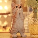 置物 猫 おねだり茶トラ猫 高さ23cm woobia ウービア リアル かわいい おしゃれ 玄関 インテリア オブジェ ガーデン 茶トラ おねだり ねこ ネコ 動物 アニマル 癒し 棚 北欧 プレゼント ギフト 新築祝い 猫好き