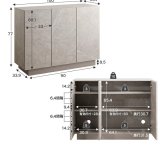 キャスター付きキャビネット 幅100cm×奥行35.7cm×高さ77cm 可動棚 リビング ストーン柄 パーティクルボード MDF メラミン 組立品 ワンランク上の洗練された空間を演出します 無駄な空間をつくらず 見た目以上の収納力を実現しました