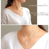 ゴールド ネックレス ハワイアンジュエリー ネックレス ペアネックレス 2本セット 刻印 無料 誕生石入れ可 スクエア バー Lサイズ 14K K14ゴールド 14k k14カットあずきチェーン太1.4mm 2本セット カップル 夫婦 プレゼント ハロウィン 【品番：CG-GP123P-CH1020】