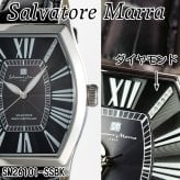 【送料無料】（お取り寄せ）腕時計メンズ 【Salvatore Marra】サルバトーレマーラ 電波ソーラー腕時計 ダイヤモンド配置 ローマインデックス 革ベルト SM26101-SSBK ブランド 人気 シンプル 高級感 エレガント ウォッチ カジュアル フォーマル 誕生日 [SM26101-SSBK]
