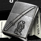 ZIPPO 武士道 刀 ジッポ ライター 和柄 クロームバレル かっこいい メタルエンブレム 日本 アンティーク シルバー 渋い おしゃれ 銀 メンズ プレゼント ギフト