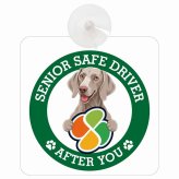 カーサイン 高齢者マーク SENIOR SAFE DRIVER ワイマラナー 車内用 吸盤タイプ 収れん火災防止タイプ 肉球 日本製 車 ステッカー