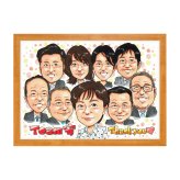 退職祝い 送別 プレゼント 職場 チーム みんなで 大人数 感謝 手描き 似顔絵 名入れ 送料無料｜同僚 上司 部下 お礼 記念品 サプライズ オーダーメイド 世界に一つ 手書き ギフト