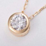 K18YG ダイヤモンド ネックレス 0.15ct フクリン留め ペンダント 18金 イエローゴールド 一粒ダイヤ シンプル 華奢 ジュエリー アクセサリー レディース ギフト