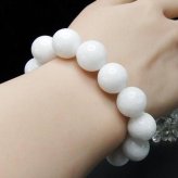3A天然石クラック入りホワイトオニキス約14mm大玉数珠ブレスレット