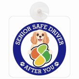 カーサイン 高齢者マーク SENIOR SAFE DRIVER アメリカンコッカースパニエル 車内用 吸盤タイプ 収れん火災防止タイプ 肉球 日本製 車 ステッカー