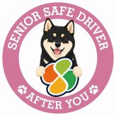 カーサイン 高齢者マーク SENIOR SAFE DRIVER 黒柴 ステッカー シール 直径13cm 肉球 日本製 車