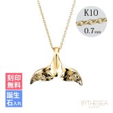 ゴールド ネックレス ハワイアンジュエリー ネックレスホエールテール イエローゴールド ネックレス Sサイズ 刻印 無料 誕生石入れ可 14K K14 K10 10Kあずきチェーン太0.7mm ギフトラッピング可能 メンズ レディース プレゼント ハロウィン 【品番：CG-GP114】