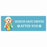 カーサイン 高齢者マーク SENIOR SAFE DRIVER ゴールデンドゥードル ステッカー シール 長方形 15x5cm 肉球 日本製 車