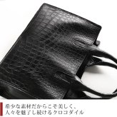 クロコダイル ミニトートバッグ メンズ トートバッグ 2WAY 日本製 マット 加工 センター取り あおりポケット 付き クロコダイルバッグ ハンドバッグ メンズバッグ B5 対応 本革 鰐革 保証書 付き プレゼント ギフト 4FA(06001685-mens-1r)
