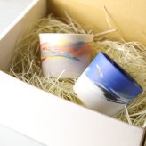 【手に馴染むおちょこ　セット　marble　300ml　北川和喜】日本酒グラスセット　ペア　おしゃれ　かわいい　誕生日酒器 和食器 薄い お猪口 家飲み グッズ  おしゃれ  ギフト プレゼント 結婚祝い 引き出物 お祝い 内祝い 日本製 定番 人気
