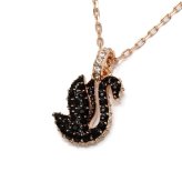 SWAROVSKI スワロフスキー ネックレス 5678046 Swan アクセサリー ブラック ローズゴールド
