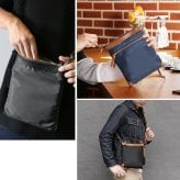 サコッシュ メンズ HALEINE 日本製 ナイロン 栃木レザー たつのレザー【名入れ 可能】 ショルダーバッグ【Makuake掲載】ボディバッグ 斜めがけ 斜め掛け バッグ ミニバッグ 牛革 本革 ブランド プレゼント ギフト 4FB (07000371-mens-1r)