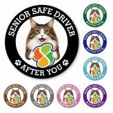 カーサイン 高齢者マーク SENIOR SAFE DRIVER ノルウェージャンフォレストキャット マグネット 強力 直径13cm 肉球 日本製 車 ステッカー