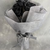 プリザーブドフラワー黒薔薇花束4輪／黒薔薇魔法発動中