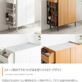 キャビネット 収納家具 マルチラック 多機能 小物入れ リビング スリッパ 玄関 下駄箱 シューズボックス キッチン サニタリー 石目調 木目調 左右入れ替え 子供部屋 S字フック スリム コンパクト 省スペース: 収納スペースは扉収納 収納棚 アイアン