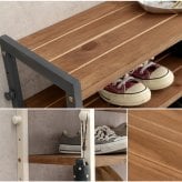 収納家具 ラック シューズ MSS-6713 棚7段/ミドルタイプ 幅45×奥行28×高さ128cm オープン 可動棚 高さ調整 フック2個付 天然木 サンダル ブーツ 靴 選べる11パターン パイン材 シンプル 玄関収納 ダークグレー