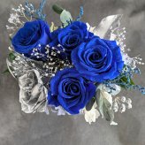 プリザーブドフラワー幸福の青い薔薇とシルバーのローズの魔法の枯れないお花【リボンラッピング付き】
