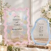 【結婚証明書】アクリル ウェディング ドロップス Wavy Kunette | 結婚式 バブル ウェルカムスペース ウェルカムボード 人前式 寄せ書き 芳名帳 おしゃれ ガラス かわいい ゲスト参加型 披露宴 名入れ 日付 シンプル メッセージ 30 40 50 60 70 100 115 受付演出  ナチュラル