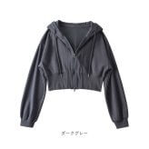パーカー レディース 冬 通販 ジップアップパーカー ジップパーカー 長袖 厚手 羽織り トップス 無地 短丈 秋 アウター 可愛い おしゃれ かわいい カジュアル ジップアップ シンプル レディースファッション ファッション