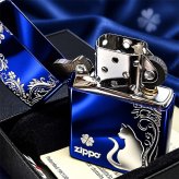 ZIPPO ライター クローバーキャット  ペアジッポ ねこ 赤金 猫 青銀 ロゴ レッド＆ゴールド 四つ葉 かわいい おしゃれ  ブルー＆シルバー 銀差し ネコ 金差し お揃い 可愛い 女性 レディース メンズ ギフト プレゼント