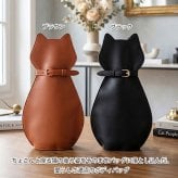 アニマルボディバッグ キャット BG2607-01ATB 斜め掛け 肩掛け 猫 バッグ ポーチ ショルダー レザー調 動物 縦型 ファスナー お出かけ 旅行 小物入れ 可愛い 上品 カジュアル 黒猫 茶トラ