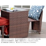 ラタン調コンパクトテーブル３点セット ガーデンテーブルセット 折りたたみ 雨ざらし リゾート 庭 テラス バルコニー 送料無料 おしゃれ ガーデンチェアー＆テーブルセット ナチュラル シンプル 北欧 レトロ 西海岸