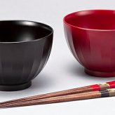 吟朱・溜　夫婦大椀（箸付）（R) インテリア 漆器 盆 カタログギフト 景品 粗品