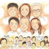 記念日のプレゼントに、お祝いの場を明るくする似顔絵です。ラッピング対応で、贈り物として渡しやすい似顔絵です。 似顔絵 贈り物 感謝 ギフト 名入れ 手描き プレゼント 記念日 お祝い 誕生日 感謝 記念 大人数 おばあちゃん 両親 おじいちゃん お父さん 家族 修正無料 下書き確認 名入れ 親孝行 宝物 実績多数 かわいい 一生もの 感謝 家族 贈答品 オーダーメイド 感謝の品 卒寿祝い