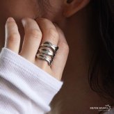 ステンレス ニュアンスリング ごつめ 不規則 メタルリング オープンリング ワイドリング ゴールド シルバー 指輪 太め 大きめ 存在感 お洒落 幾何学 歪み 個性的 プチプラ レディース 女性 金属アレルギー対応