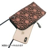 印傳屋 印伝 甲州印伝 上原勇七 スマホポシェット スマホケース スマホポーチ 5027 変わり市松小 紺地×白漆 縁起物メンズ レディース 鹿革 本革 レザー 携帯電話 ショルダー 斜め掛け 和柄 特注カラー ブランド 冬ギフト クリスマス プレゼント お歳暮 贈り物 YM01