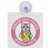 カーサイン 高齢者マーク SENIOR SAFE DRIVER アメリカンショートヘア 車内用 吸盤タイプ 収れん火災防止タイプ 肉球 日本製 車 ステッカー