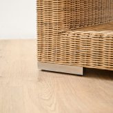 アウトドアテーブル 110cm幅 ナチュラル シンセティックラタン コード ラタン調 テーブル 屋外 屋内 大型 耐候性 撥水性 耐久性 アウトドア キャンプ プールサイド ガーデン 庭 ベランダ テラス リゾート ベージュ 屋外テーブル ソファ 自宅 新生活