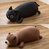 ペット家具 ペット用品 ビーズクッション アニマルクッション 約130×60×50cm 特大 巨大 大きい 大きめ くま クマ ねこ ネコ 黒猫 動物