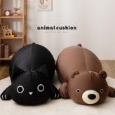 ペット家具 ペット用品 ビーズクッション アニマルクッション 約130×60×50cm 特大 巨大 大きい 大きめ くま クマ ねこ ネコ 黒猫 動物