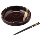 純金箔工芸 溜塗 金彩 8.0 山路盛鉢 箸付 ギフト 蒔絵 漆器 国産 溜塗り 盛鉢 金沢漆器 高級【沖縄県・離島 配送不可】