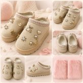 キッズ ムートンサボ ファーレッグウォーマー付き 2WAY キラキラチャーム ムートンシューズ サボサンダル 厚底 女の子 ギャル コギャル 子供 靴 ジュニア 秋冬 防寒 あったか 16cm 17cm 18cm 19cm 20cm 21cm 22cm 23cm プレゼント