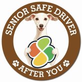 カーサイン 高齢者マーク SENIOR SAFE DRIVER イタリアングレーハウンド マグネット 強力 直径13cm 肉球 日本製 車 ステッカー