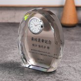  結婚祝 周記念 誕生祝 開店祝 退職祝 還暦記念 クリスタル時計 銀箔加工DTH-11 名入れ無料　