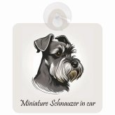 Miniature Schnauzer ミニチュアシュナウザー Bタイプ 車 窓ガラス 吸盤タイプ 犬 かっこいい おしゃれ イラスト付 DOG IN CAR ドッグインカー ドッグオンボード 安全対策 セーフティサイン デコ 外出 ドライブ カーサイン 吸盤