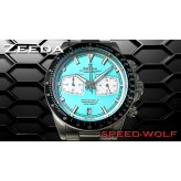 ジーダ ZEEDA スピードウルフ SPEED-WOLF SUPER MINTBLUE 腕時計 メンズ メカニカルクォーツ クロノグラフ SPW-MBL
