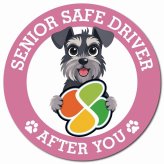 カーサイン 高齢者マーク SENIOR SAFE DRIVER ミニチュアシュナウザー マグネット 強力 直径13cm 肉球 日本製 車 ステッカー